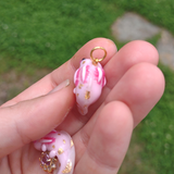 Tiny Gold Tone Axolotl Necklace- Rose Quartz