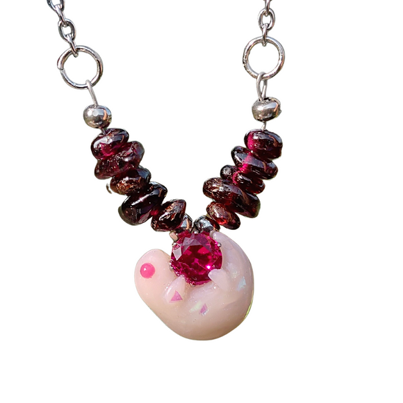 Ruby & Garnet Lizard Necklace