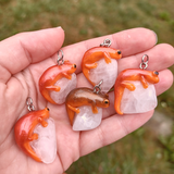 Orange Newt Necklace - Quartz